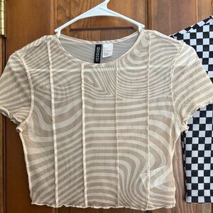 Divided Cream Sheer Striped Tee